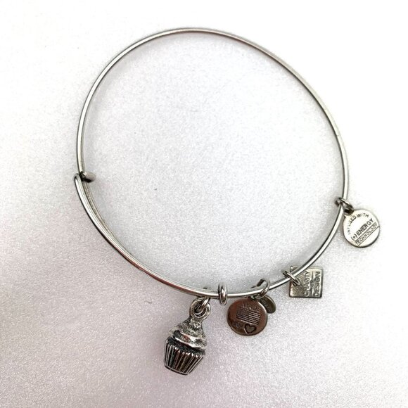 Alex and Ani Silver Cupcake Charm Bracelet - Expands 2"- 3.5" - Picture 1 of 2